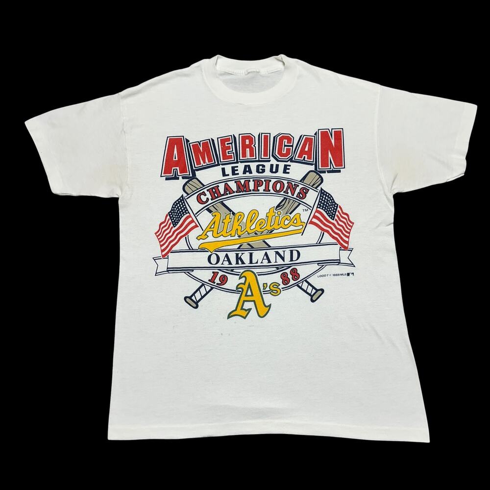 Vintage 80s Oakland A’s 1988 American League Champions MLB Baseball Tee Sz M